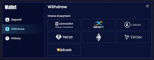 Withdrawal trinocasino